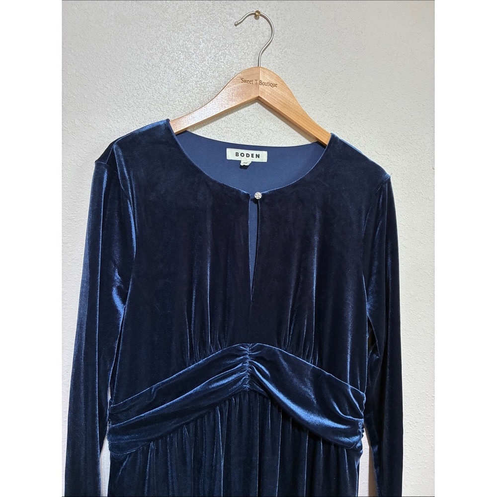 Boden 12R Navy Tilda Velvet Long Sleeve Midi Dress Quiet Luxury Mother of Groom - Picture 4 of 16
